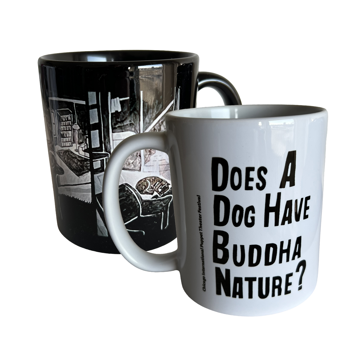 Mugs, Set of 2 (Black and White) - Does A Dog Have Buddha Nature?